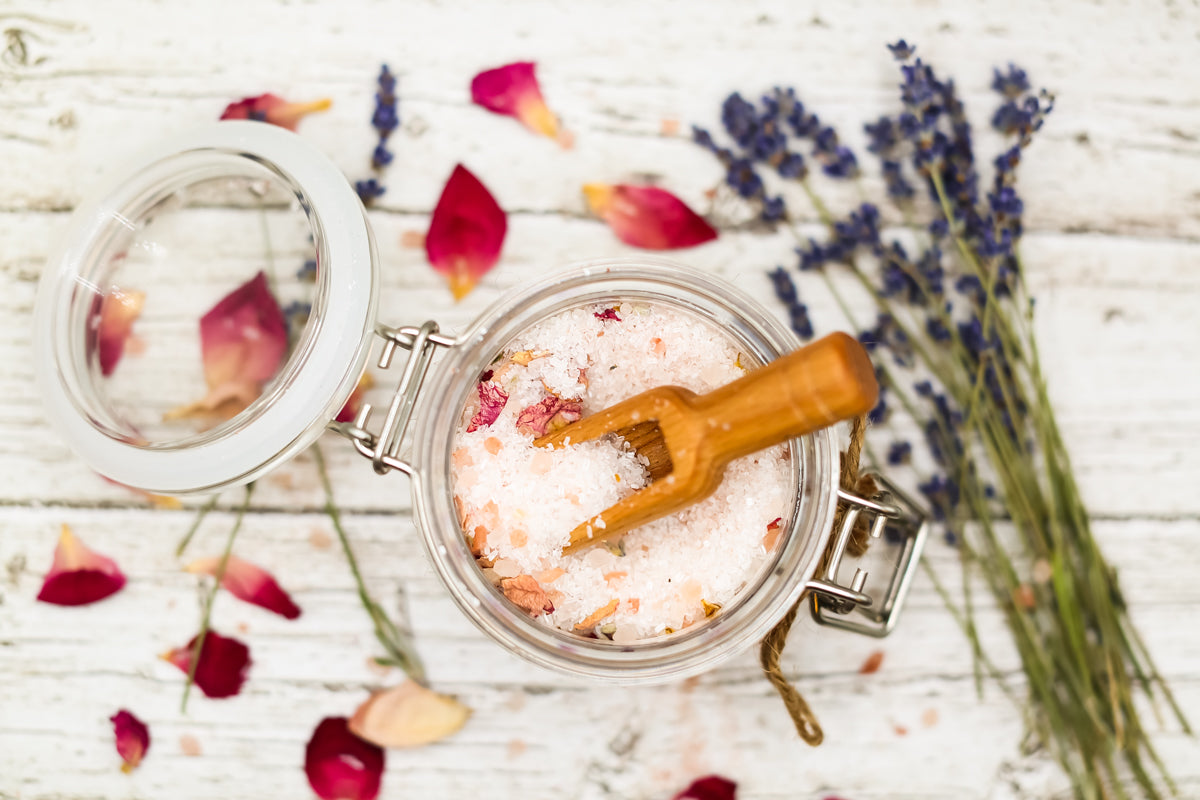 Salt- Rose Bath Tea Wooden Scoop